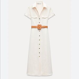 ZARA Belted Shirt Dress NWT XS